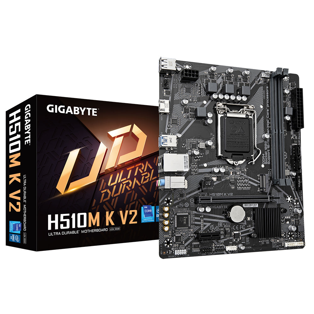 Gigabyte UltraDurable H510M K V2 Motherboard 2xDDR4 64GB 3200Mhz PCIe 3.0 HDMI S 1200 10th 11th Gen mATX