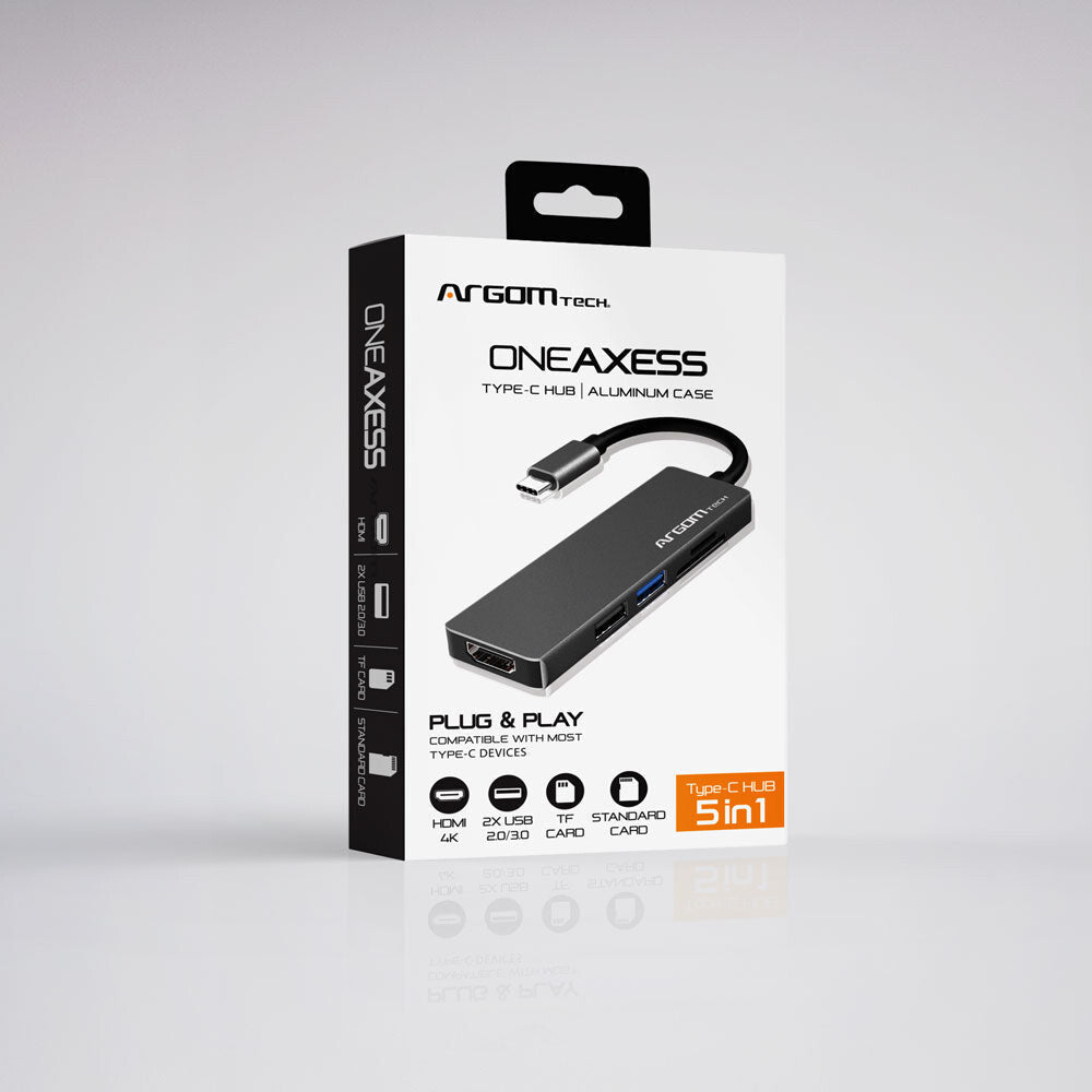 ArgomTech ARG-UB-0183 base para laptop o replicador de puertos Alámbrico USB 3.2 Gen 1 (3.1 Gen 1) Type-C Plata