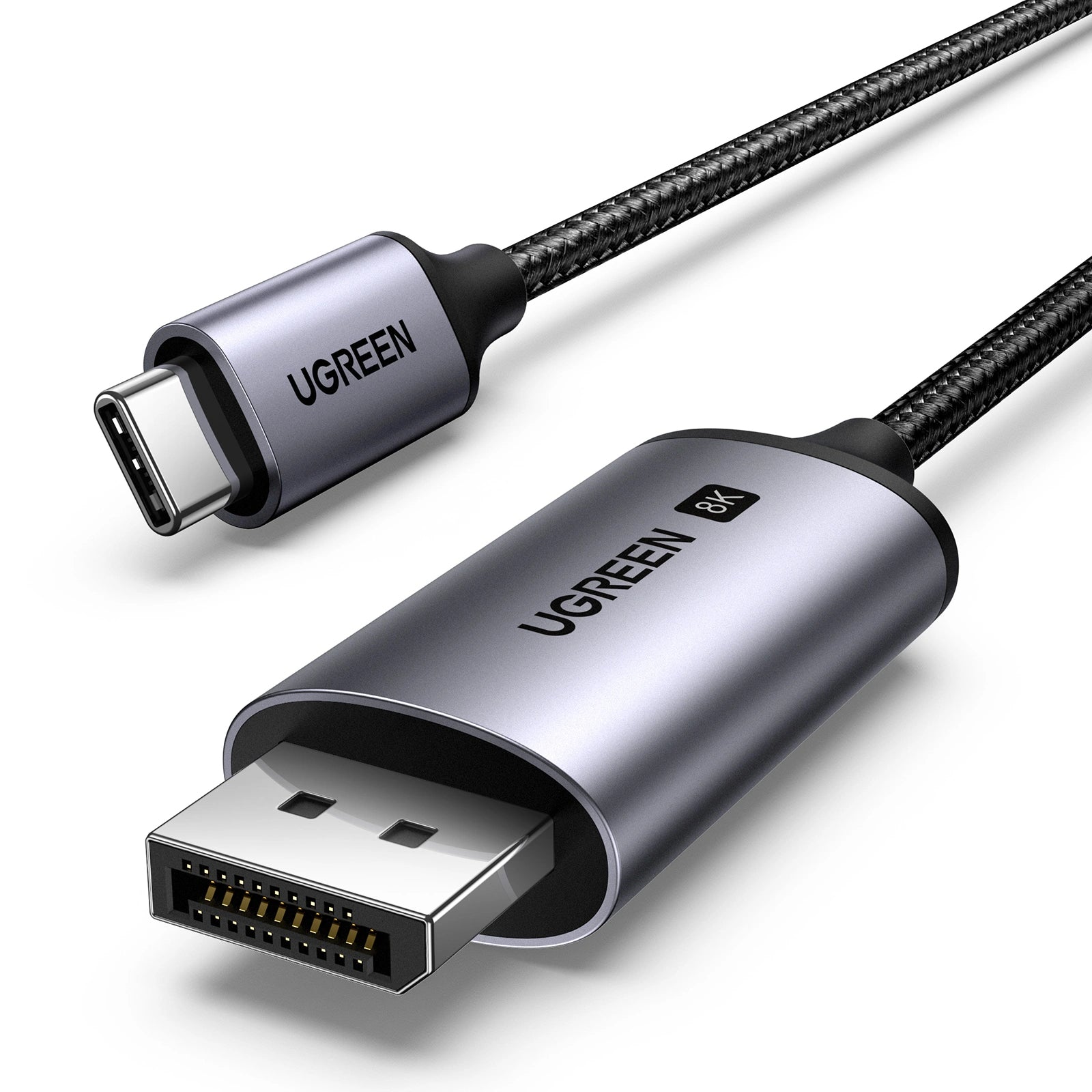 Cable USB-C a DP 1.4 | 3 Metros (9.84 Pies) | Compatible con Thunderbolt 3 & 4 | 8K@60Hz | 4K@240Hz | HDR10+ | eARC | DTS | 3D | ALLM | VRR | | FreeSync G-Sync | Caja de Aluminio | Nylon Trenzado | Conector Niquelado | Blindaje Multicapa