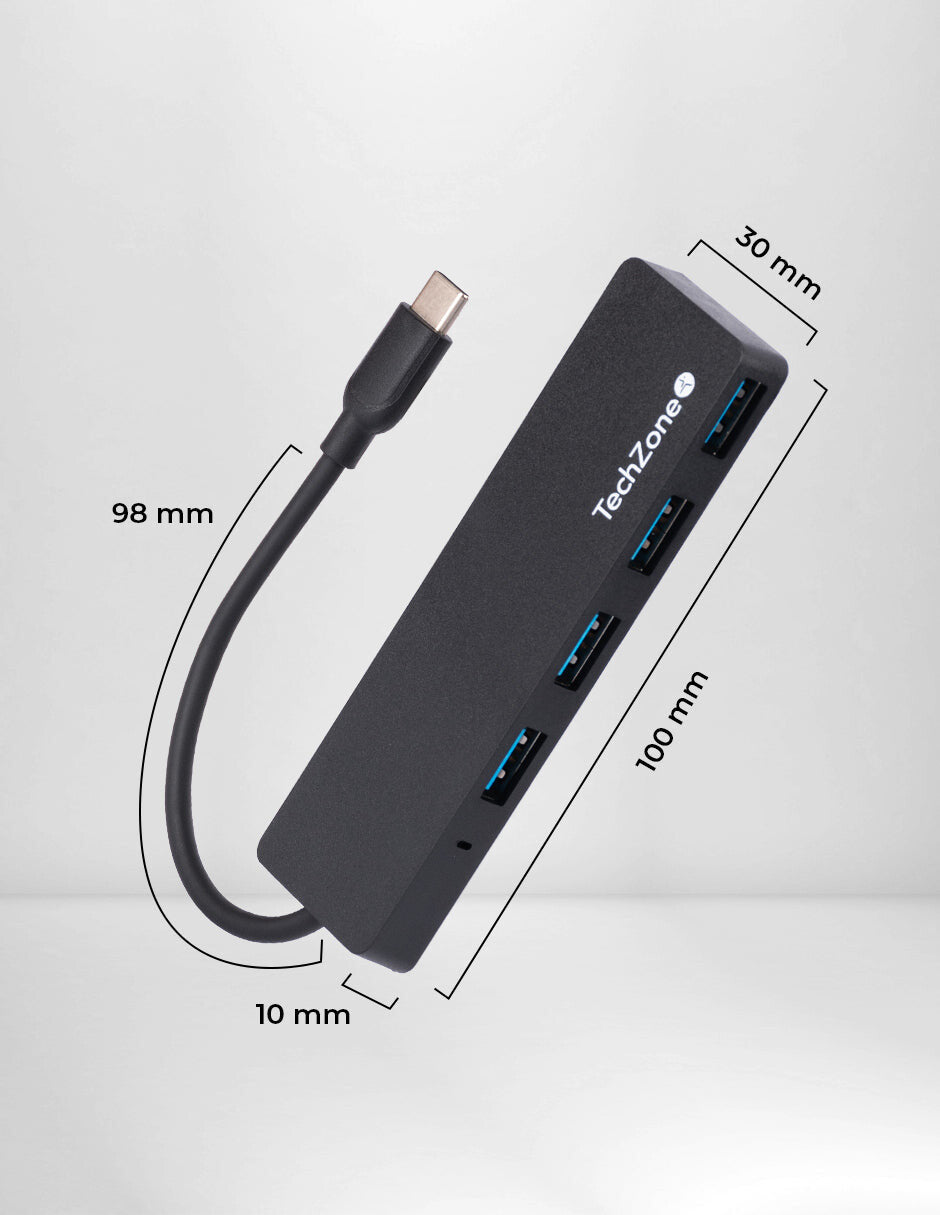 TechZone Connect HUB 3.0 USB 3.2 Gen 1 (3.1 Gen 1) Type-C 500 Mbit/s Negro