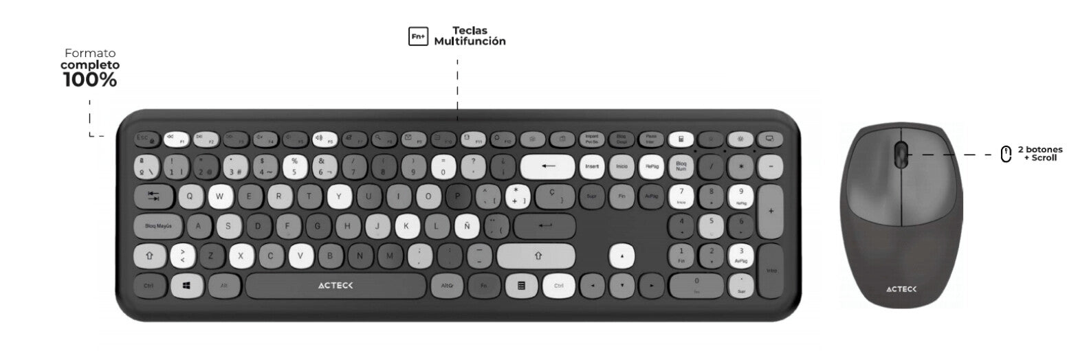 Acteck AC-935166 teclado Ratón incluido Oficina RF inalámbrico Negro