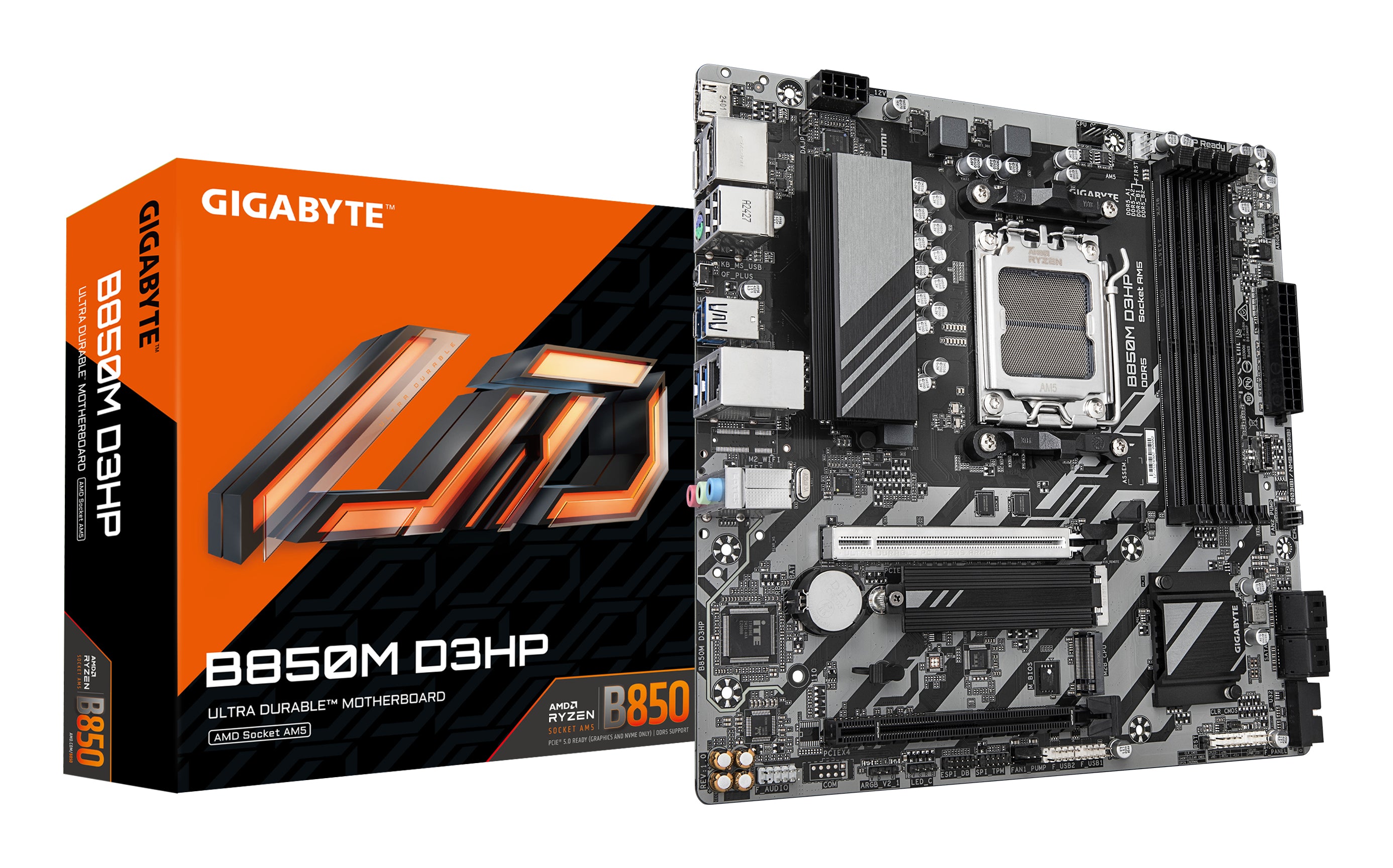 TARJETA MADRE GIGABYTE B850M D3HP / SOCKET AMD AM5 / DDR5 / HDMI / DP / MICRO ATX / GAMA MEDIA