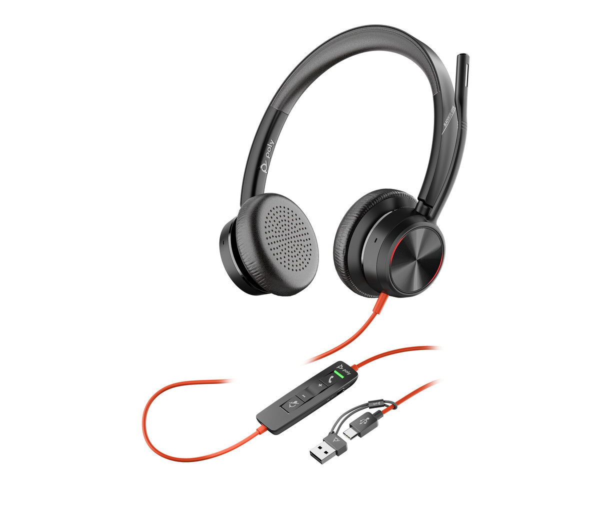 HP Poly Auriculares estéreo USB-C Poly Blackwire 8225 + adaptador USB-C/A