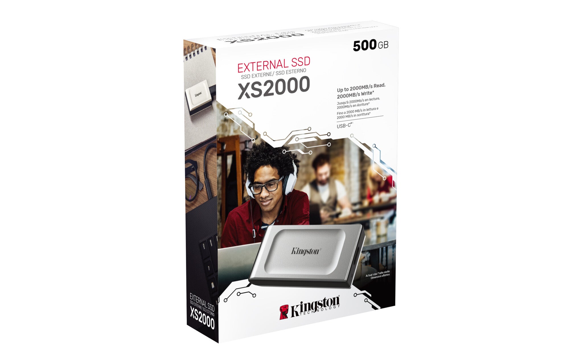 Kingston Technology XS2000 500 GB USB Tipo C 3.2 Gen 2 (3.1 Gen 2) Negro, Plata