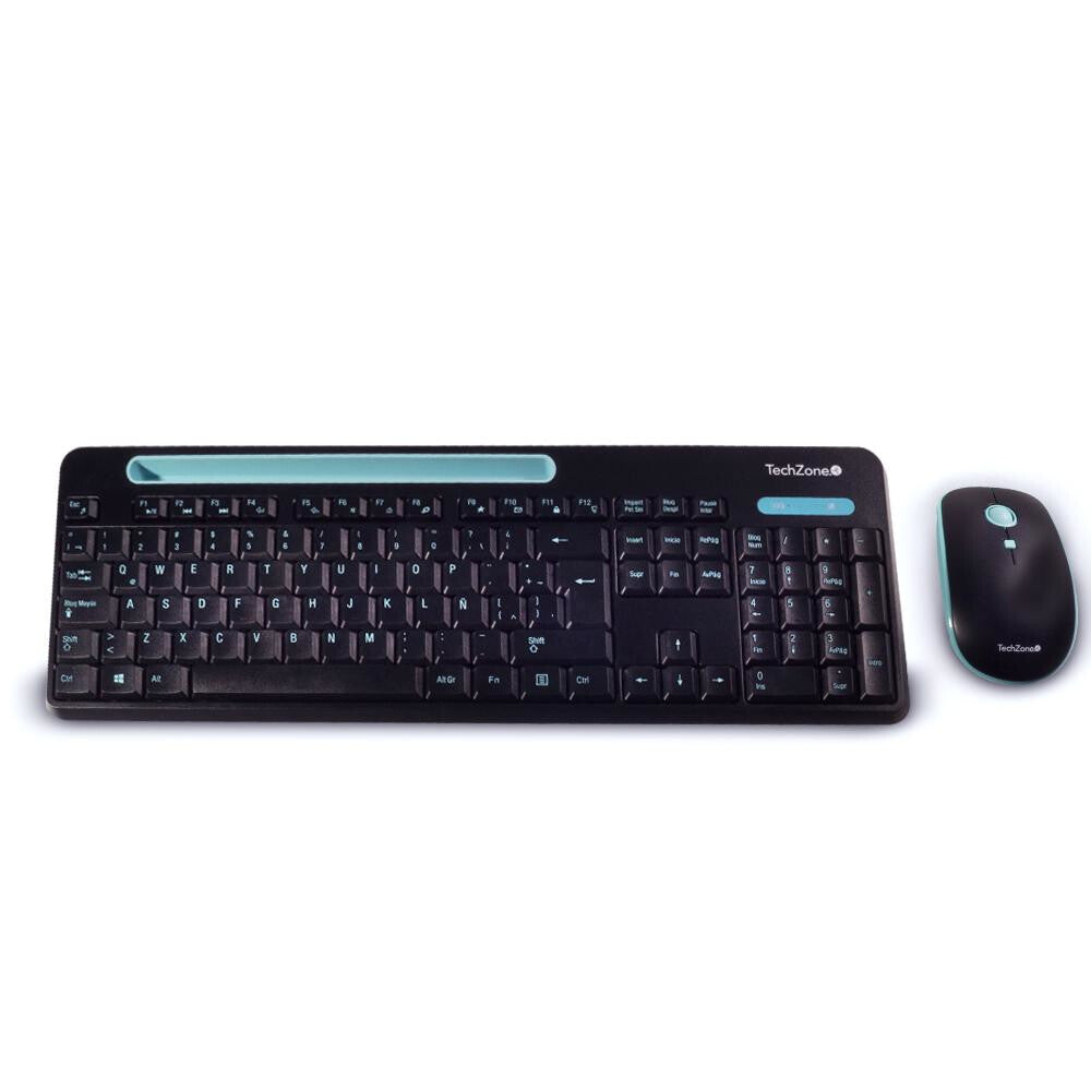TechZone TZ20COMB02-INA teclado Ratón incluido Universal RF inalámbrico QWERTY Negro, Azul
