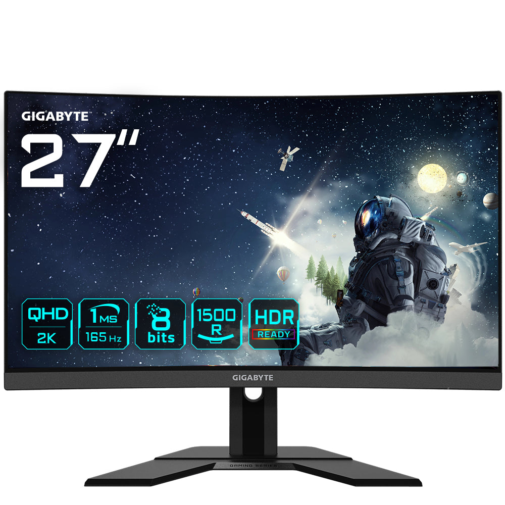 MONITOR GAMER GIGABYTE G27QCA-SA/27/QHD 2560 X 1440/TR 1MS/165HZ/2XHDMI/DP/VA/FREESYNC/GSYNC/2X USB 3.0/2X ALTAVOCES/CURVO