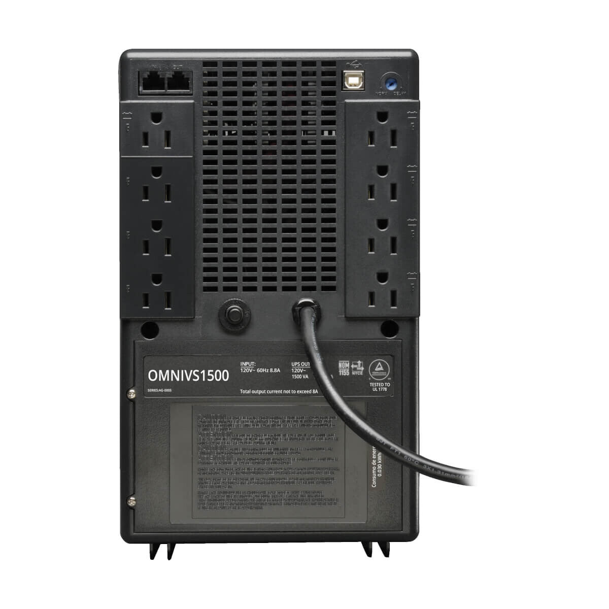 Tripp Lite OMNIVS1500 UPS OmniVS Interactivo de 120V, 1500VA y 940W, torre, puerto USB
