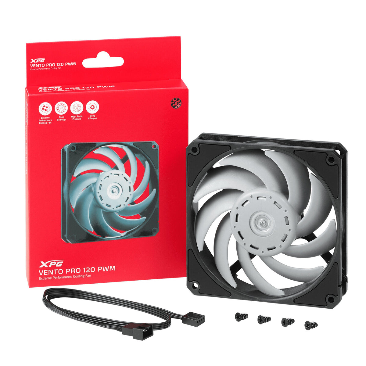 XPG Vento Pro Gabinete de la computadora Ventilador 12 cm Negro, Blanco