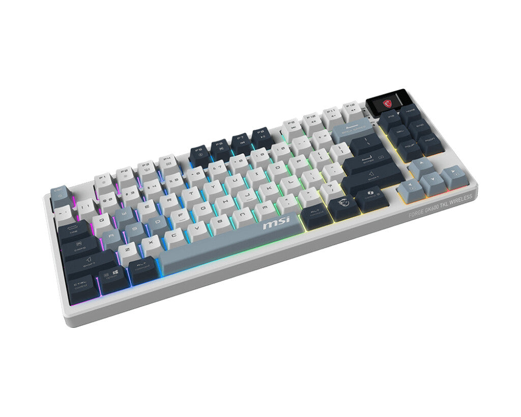 MSI FORGE GK600 TKL WIRELESS SKY teclado Juego USB + Bluetooth QWERTY Inglés del Reino Unido Azul, Blanco