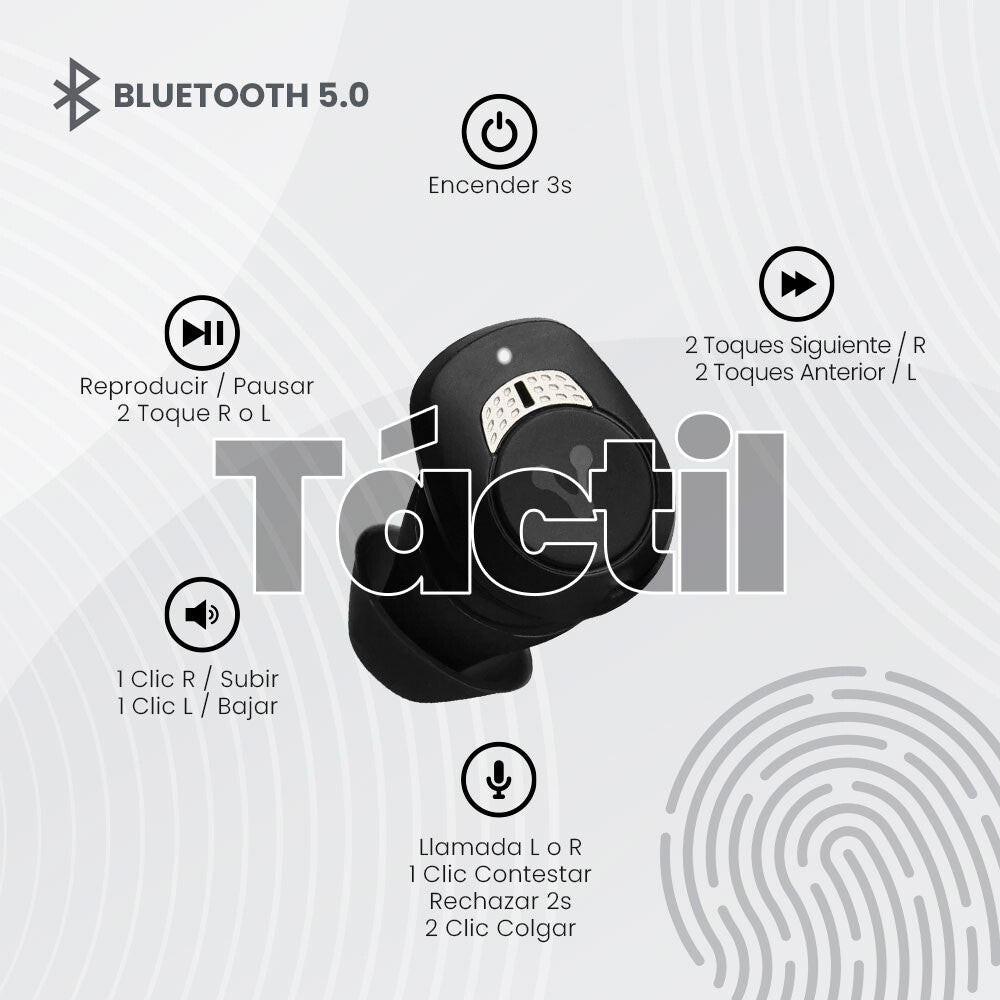 Vorago ESB-600-ANC audífono y auriculare Auriculares True Wireless Stereo (TWS) Intra auditivo Llamadas/Música/Deportes/Diario Bluetooth Negro
