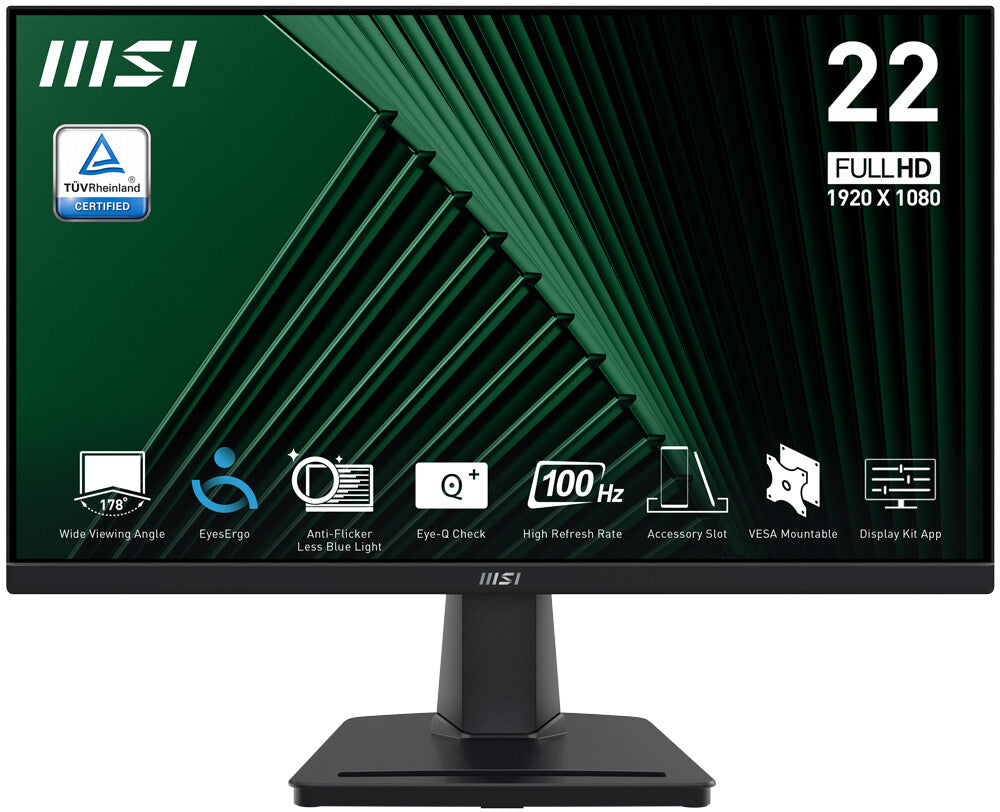 MSI Pro MP225V monitor de computadora 54.5 cm (21.4") 1920 x 1080 Pixeles Full HD LCD Negro