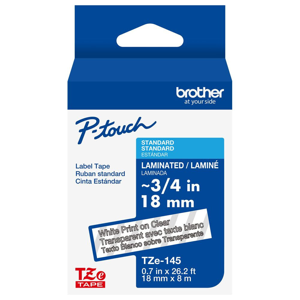 Brother TZE145G cinta para impresora de etiquetas Blanco sobre transparente TZe