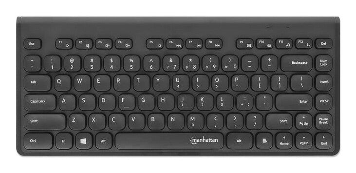 Manhattan Mini teclado USB inalámbrico, 12 teclas multimedia/funcionales, nano receptor USB-A, compacto, formato de perfil delgado, para PC y laptops, negro