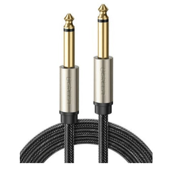 Cable de Audio Mono 6.35mm (1/4") Macho a 6.35mm (1/4") Macho / 10 Metros / Núcleo de Cobre / Blindaje Interno / Nylon Trenzado / Color Negro