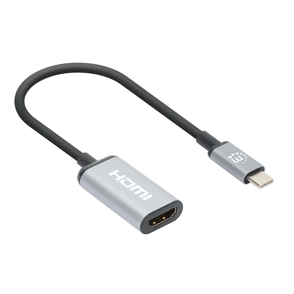 Manhattan 153706 adaptador de cable de vídeo 0.15 m USB Tipo C HDMI Tipo A (Estándar) Negro, Plata