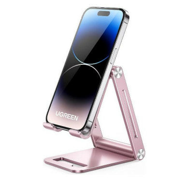 Soporte para Teléfono Celular de Aluminio / Angulo Ajustable / Amplia Compatibilidad con dispositivos de 4.7'' a 7.9'' / Antideslizante / Antiarañazos / Plegable / Color Rosa