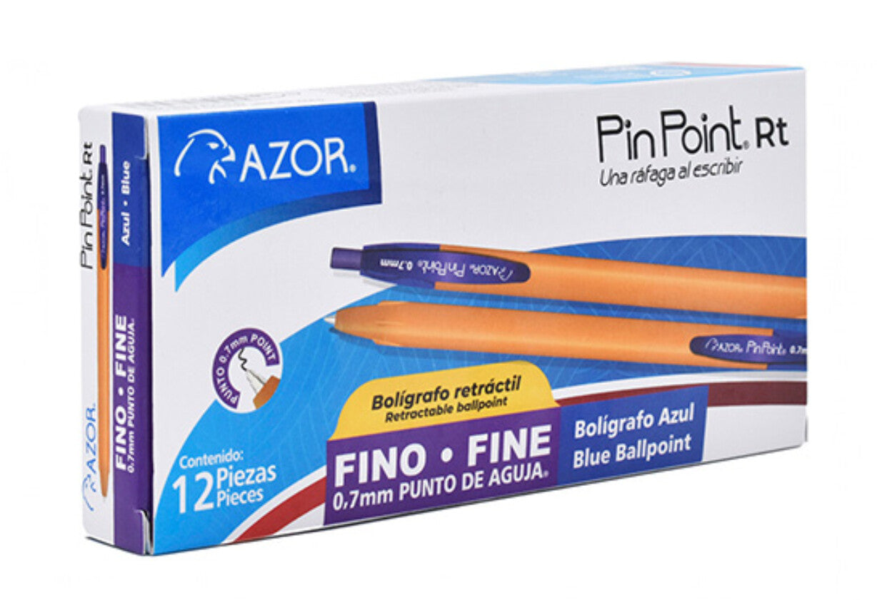 Azor 6120AZ bolígrafo Azul Bolígrafo retráctil con clip Fino 12 pieza(s)