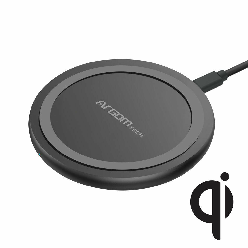 ArgomTech ARG-AC-0131BK cargador de dispositivo móvil Smartphone Negro USB Cargador inalámbrico Carga rápida Interior