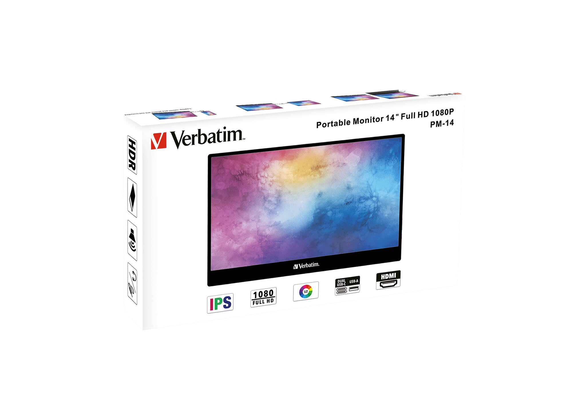 Verbatim 49590 monitor de computadora 35.6 cm (14") 1920 x 1080 Pixeles Full HD LCD Negro