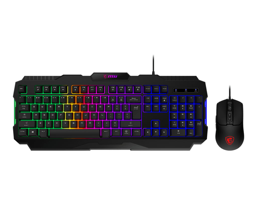 Kit Gamer Teclado y Mouse MSI FORGE GK100 Alámbrico USB Negro Español Membrana RGB