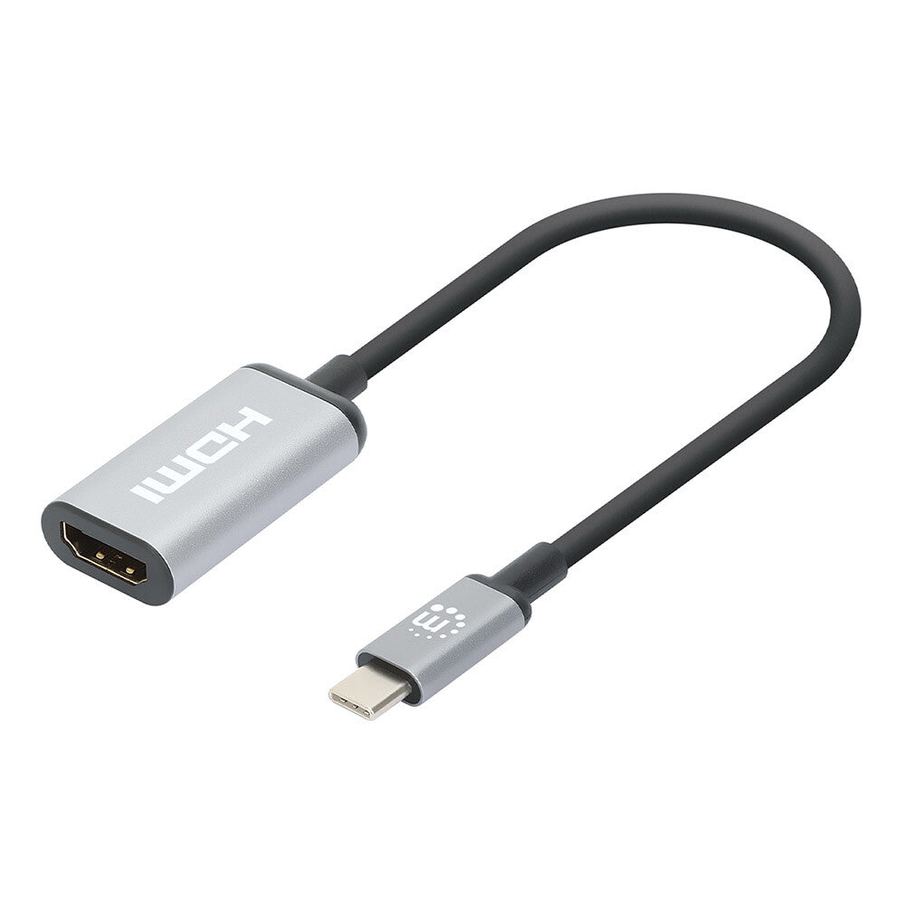 Manhattan 153706 adaptador de cable de vídeo 0.15 m USB Tipo C HDMI Tipo A (Estándar) Negro, Plata