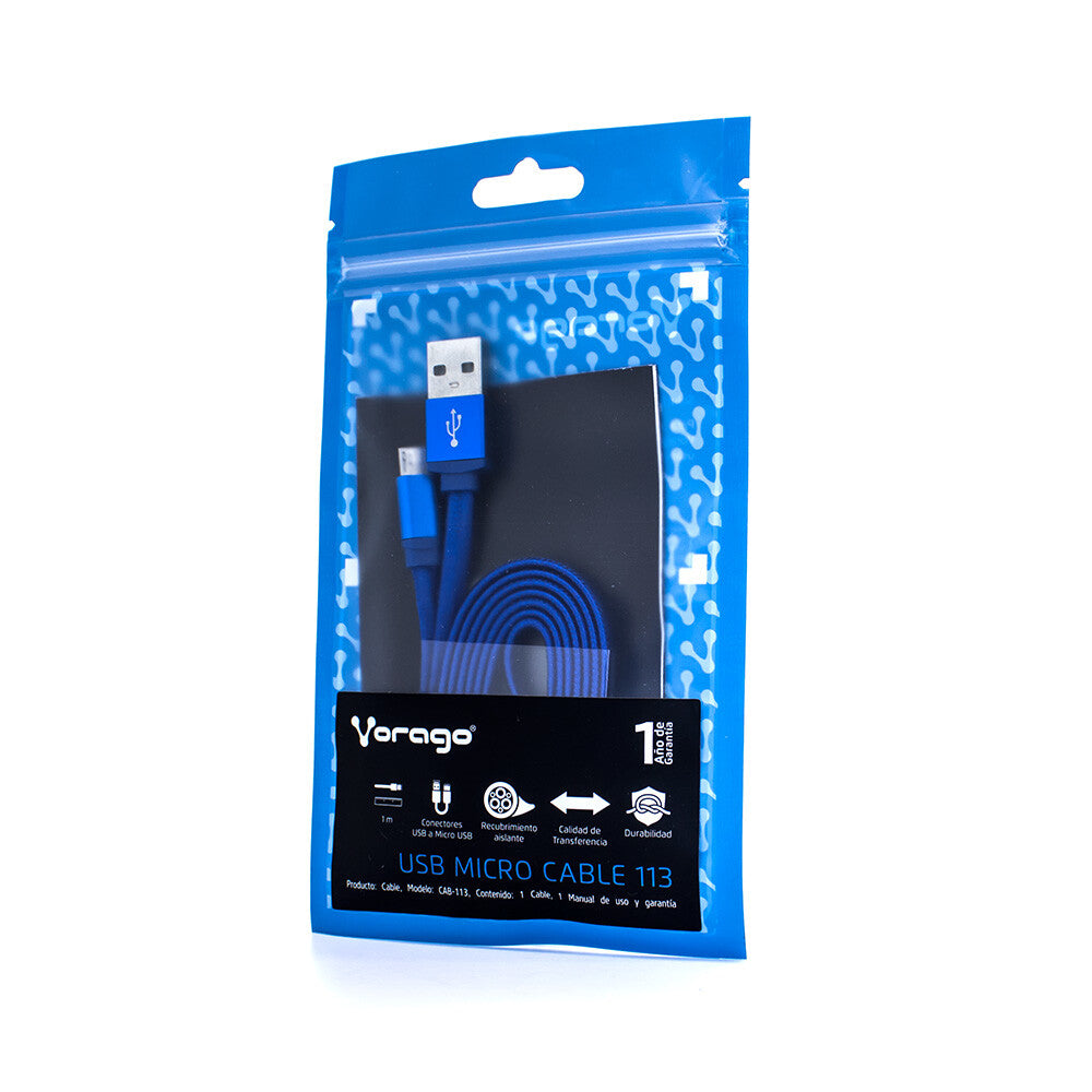 Vorago CAB-113 cable USB USB 2.0 1 m USB A Micro-USB B Azul