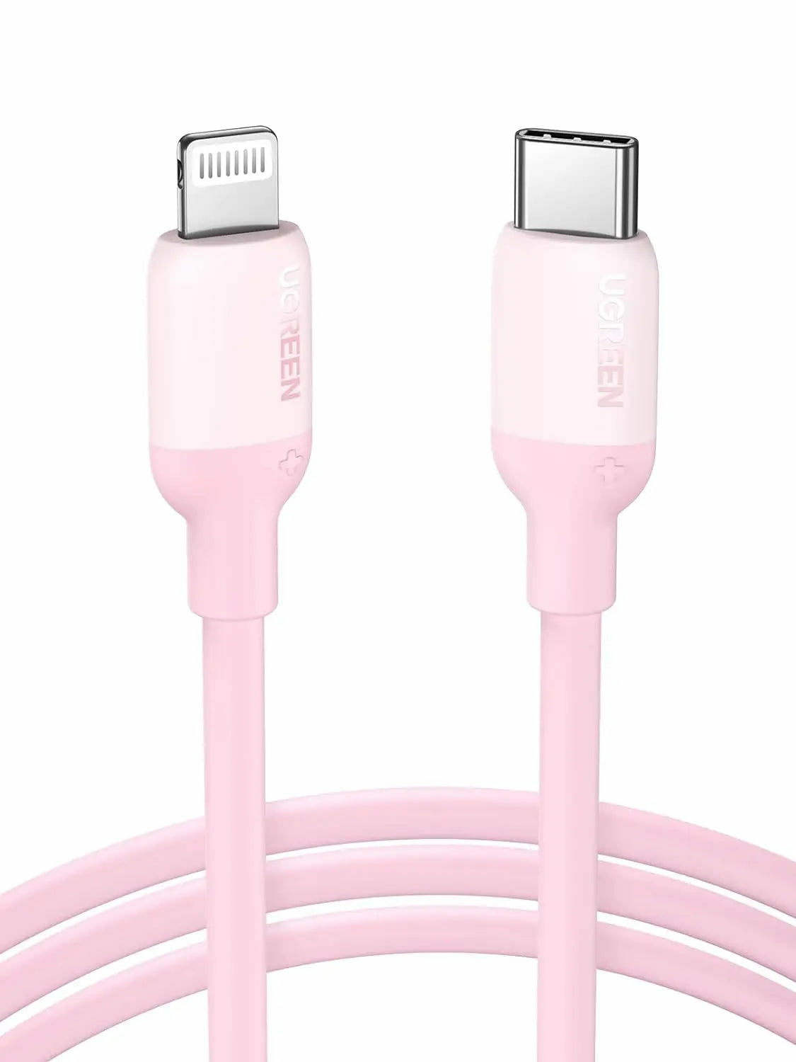 Cable USB-C a Lightning / Certificado MFi / 1 Metro / Adecuado para iPhone, iPad, iPod / Carga Rápida PD 20W /  Sincronización de Datos de hasta 480 Mbps / Goma de Silicona y  TPE. / Suave al Tacto / Color Pink