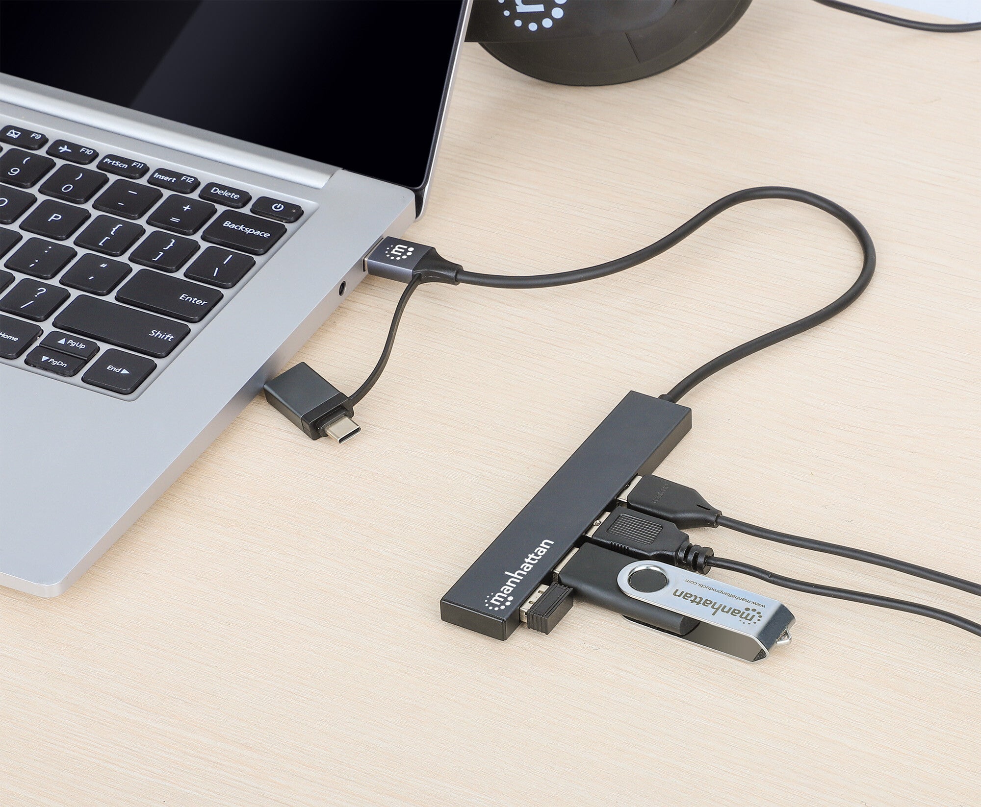 Manhattan 181006 base para laptop o replicador de puertos USB 3.2 Gen 1 (3.1 Gen 1) Type-A Gris