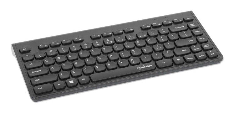 Manhattan Mini teclado USB inalámbrico, 12 teclas multimedia/funcionales, nano receptor USB-A, compacto, formato de perfil delgado, para PC y laptops, negro