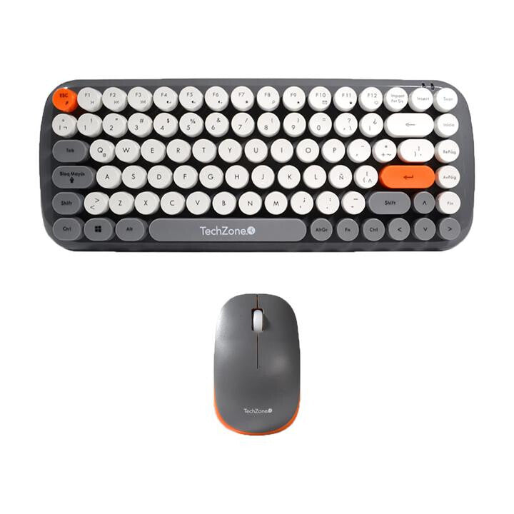 TechZone TZ20COMB01-INA teclado Ratón incluido Universal RF inalámbrico QWERTY Gris, Naranja, Blanco