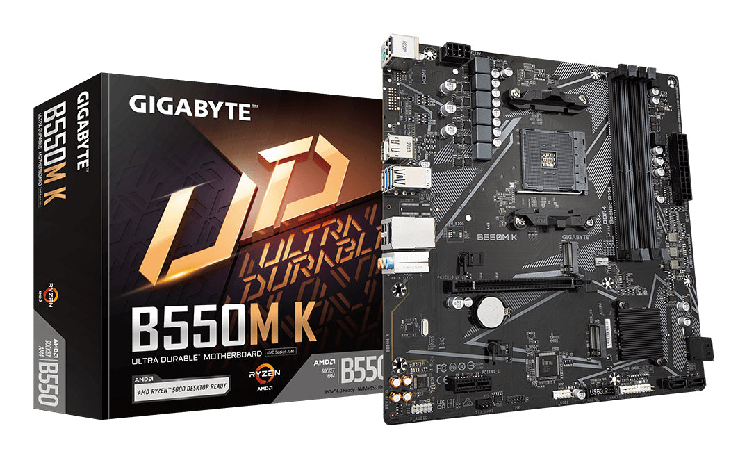 Gigabyte B550M K Motherboard 4xDDR4 128GB 4733Mhz PCIe 4.0 M.2 HDMI DP S AM4 Ryzen mATX