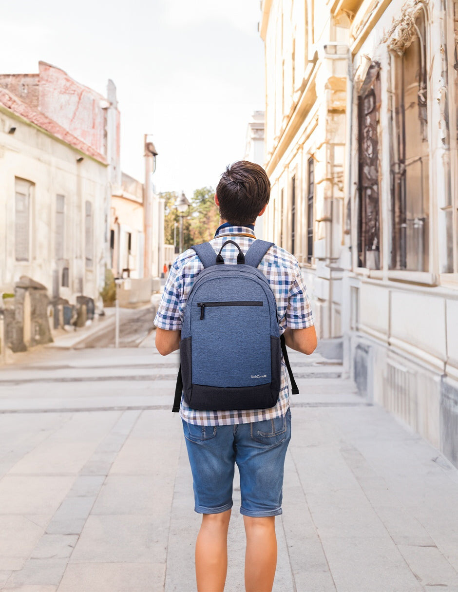 TechZone TZLBP16 mochila City backpack Azul Poliéster