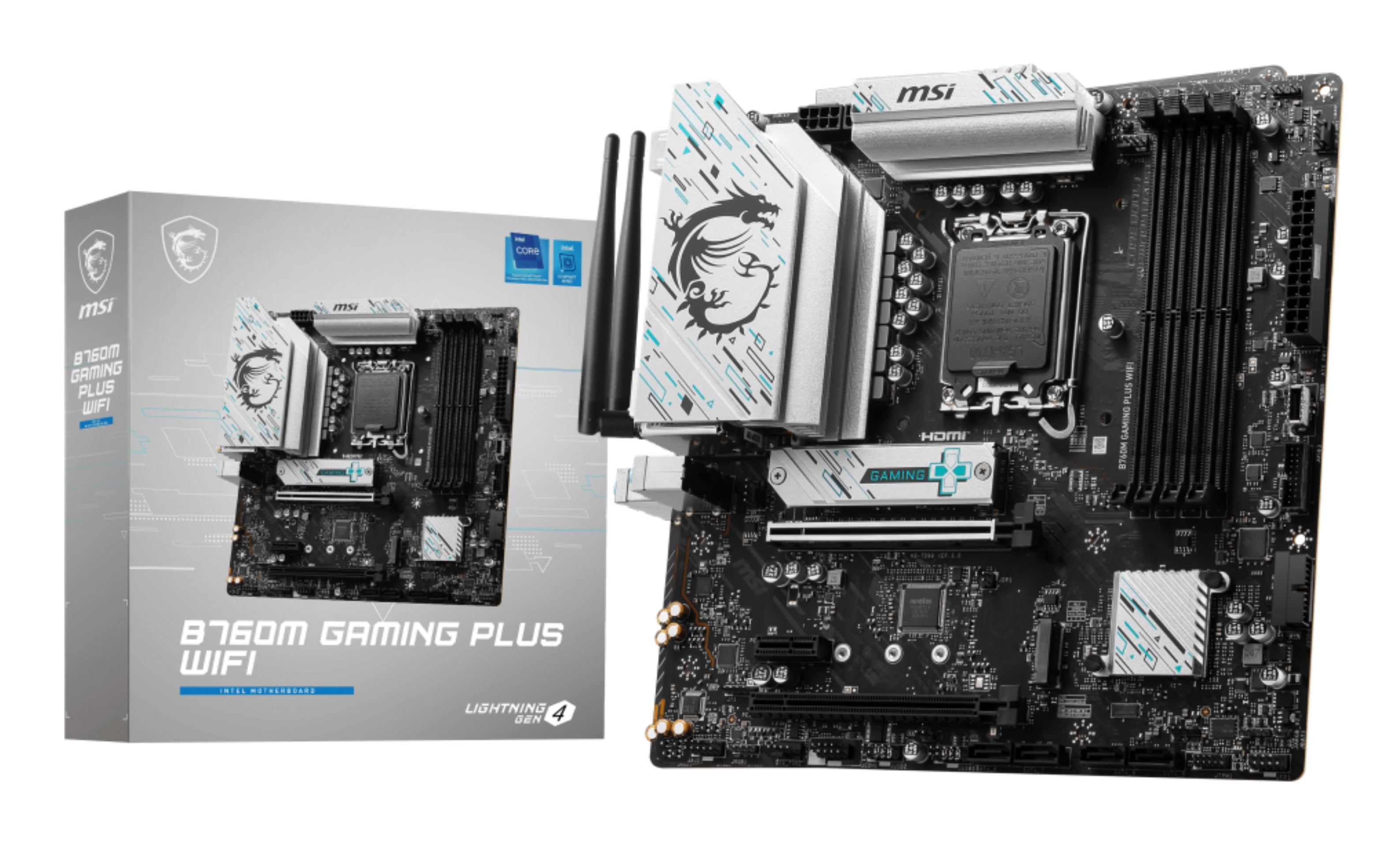 Tarjeta Madre MSI B760M Gaming Plus WIFI Socket 1700 4 DDR5 6800 2xHDMI 2xDP 2 M.2 Micro ATX