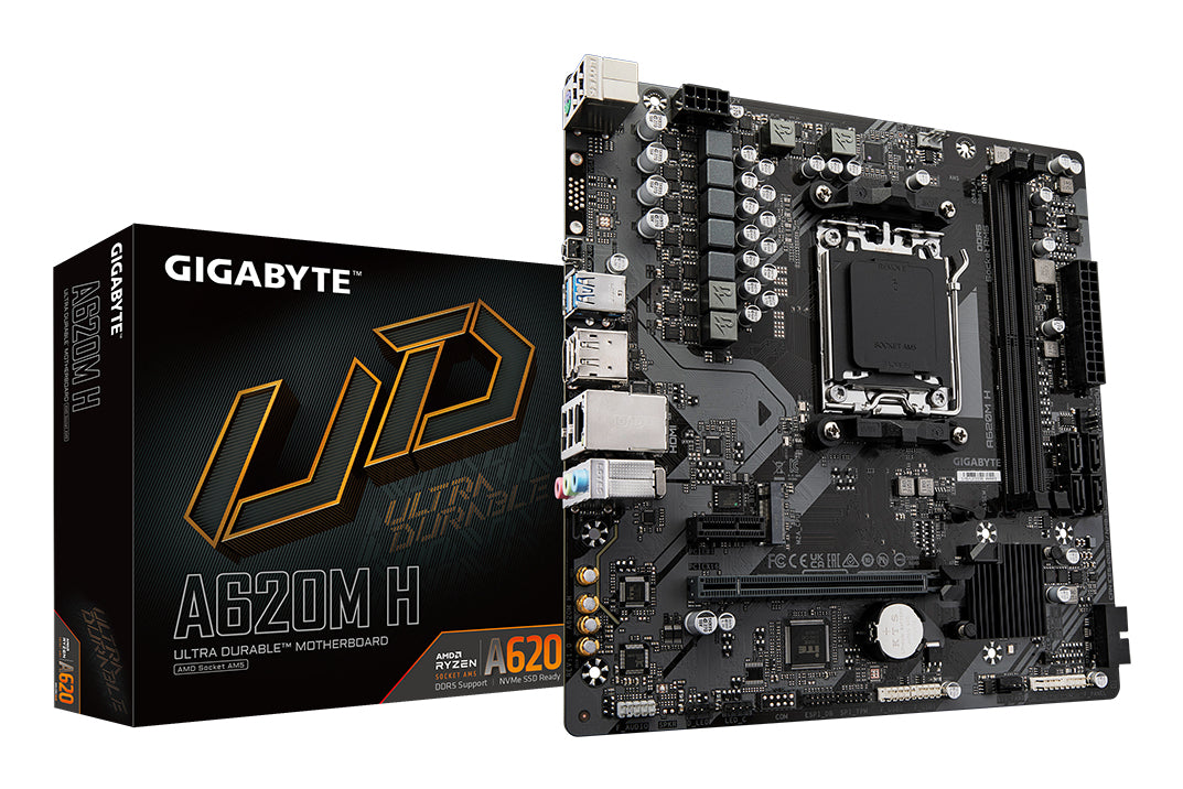 Gigabyte A620M H Motherboard 2xDDR5 128GB 6400Mhz HDMI DP M.2 PCIe 4.0 S AM5 Ryzen mATX