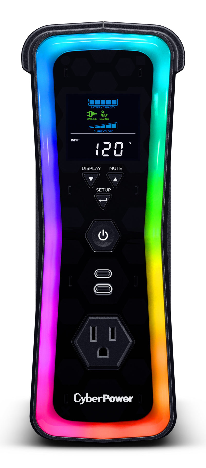 UPS CyberPower GX150C2 1500VA 1000W 120V Active PFC RGB LCD Panel USB-Cx2