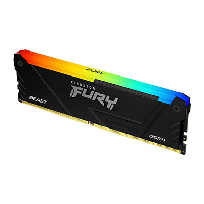 MEMORIA RAM KINGSTON DIMM DDR4 32GB 3200MT/S FURY BEAST BLACK XMP RGB CL16 288PIN 1.35V C/DISIPADOR DE CALOR P/PC/GAMER/ALTO RENDIMIENTO KF432C16BB2A/32