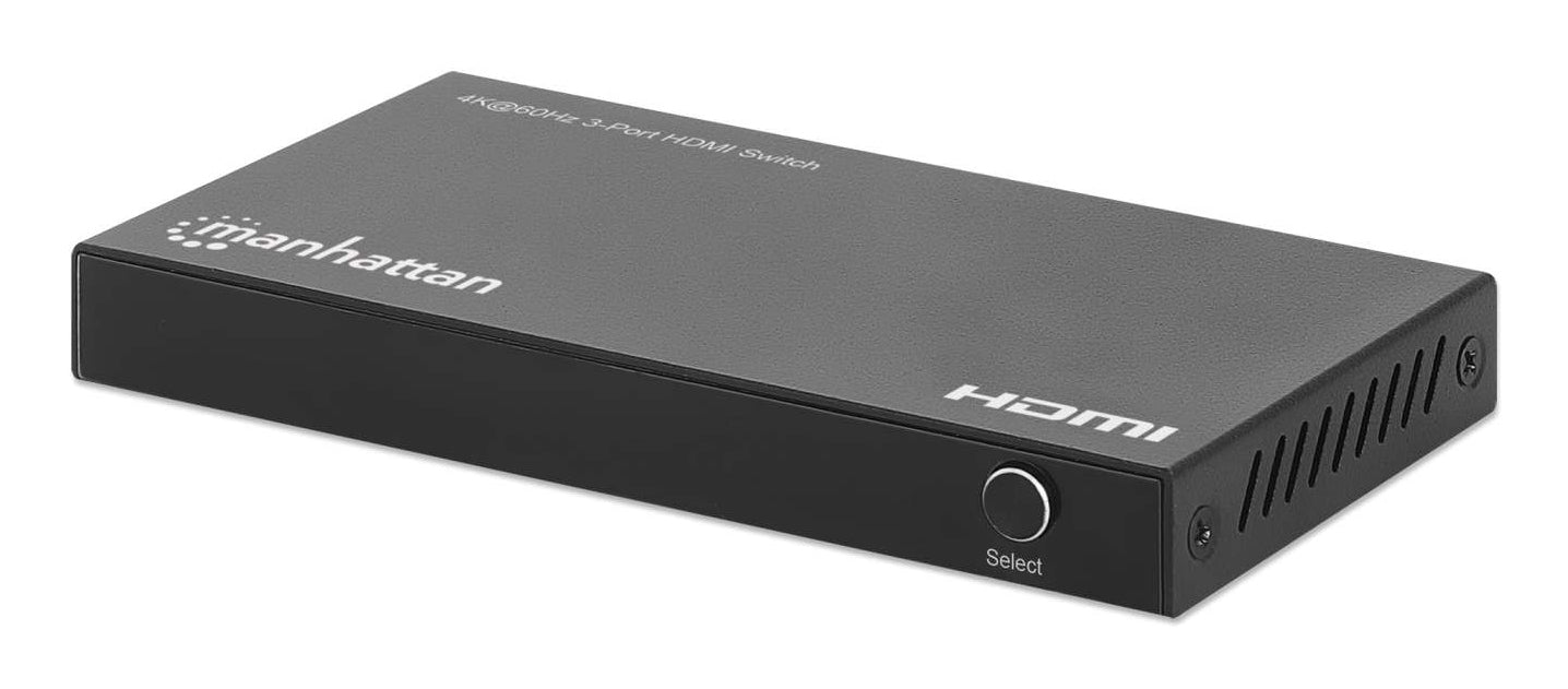 Manhattan 4K@60Hz 3-Port Compact Black HDMI Switch