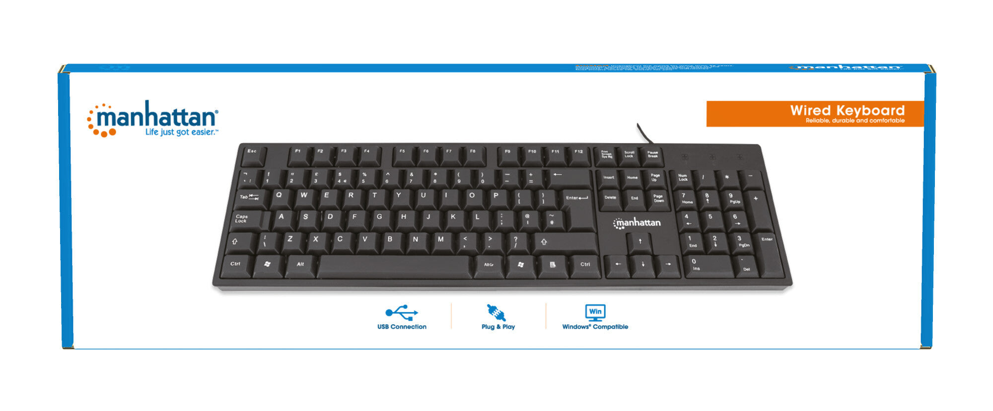 Manhattan 179324 teclado Oficina USB QWERTZ Negro