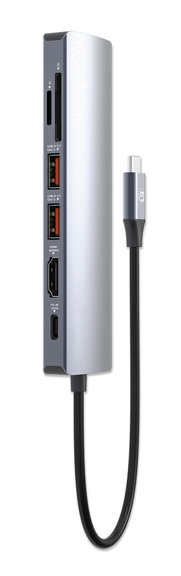 Manhattan Estación Docking USB-C con lector de tarjetas, 7 en 1