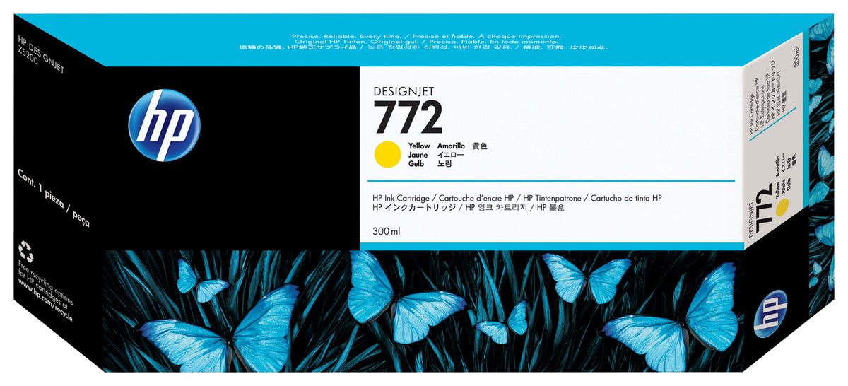 HP Cartucho de tinta DesignJet 772 de 300 ml, amarillo