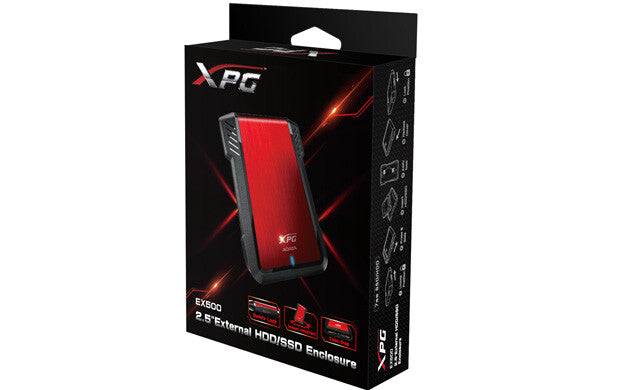 ADATA EX500 Cubierta de disco duro/SSD Negro, Rojo 2.5"