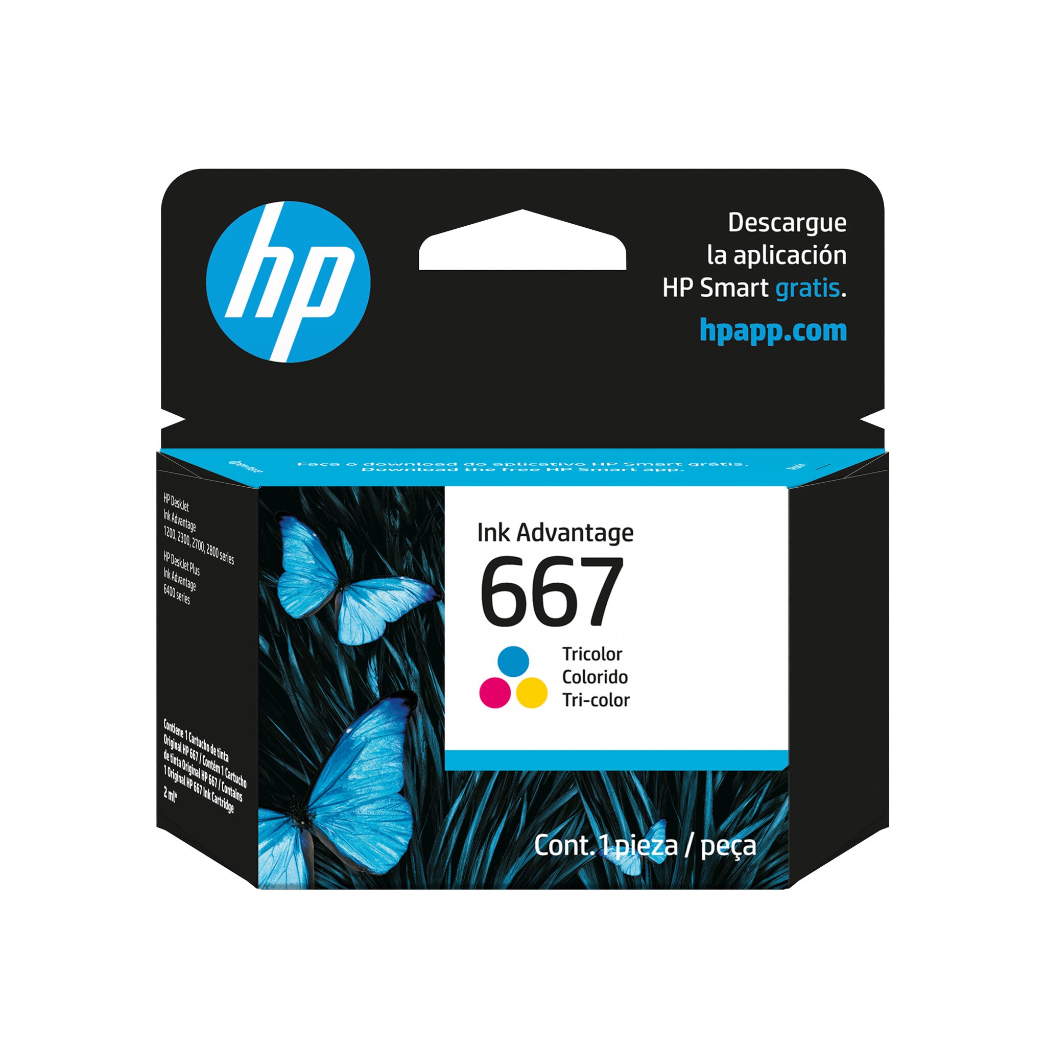 HP Cartucho de tinta Original Ink Advantage 667, tricolor