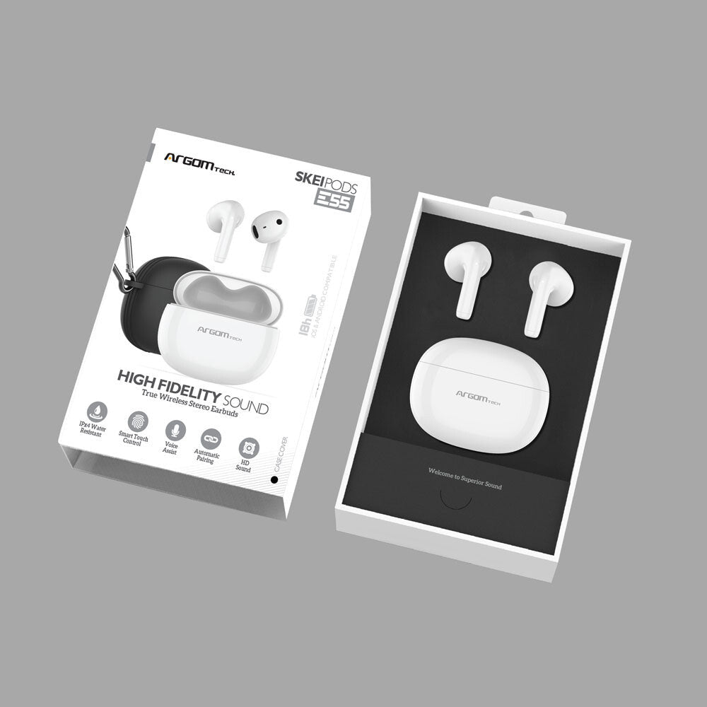 ArgomTech ARG-HS-5055PK audífono y auriculare Auriculares True Wireless Stereo (TWS) Intra auditivo Llamadas/Música Bluetooth Blanco