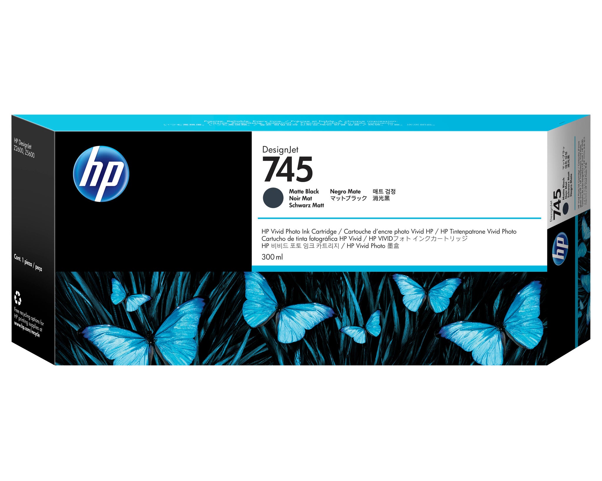 HP Cartucho de tinta DesignJet 745 de 300 ml negro mate