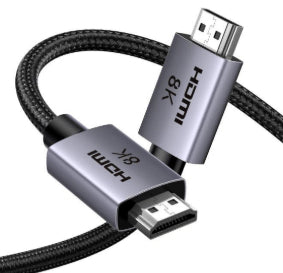 Cable HDMI 2.1 de 8K@60Hz | 3 metros | 48Gbps | HDR10+ | 3D Inversivo| eARC | Dolby ATMOS |   VVR | QMS | QFT | ALLM | 3 modos de Visualización | Certificado HDMI 8K | Niquelado | Nylon Trenzado | Carcasa de Aluminio.