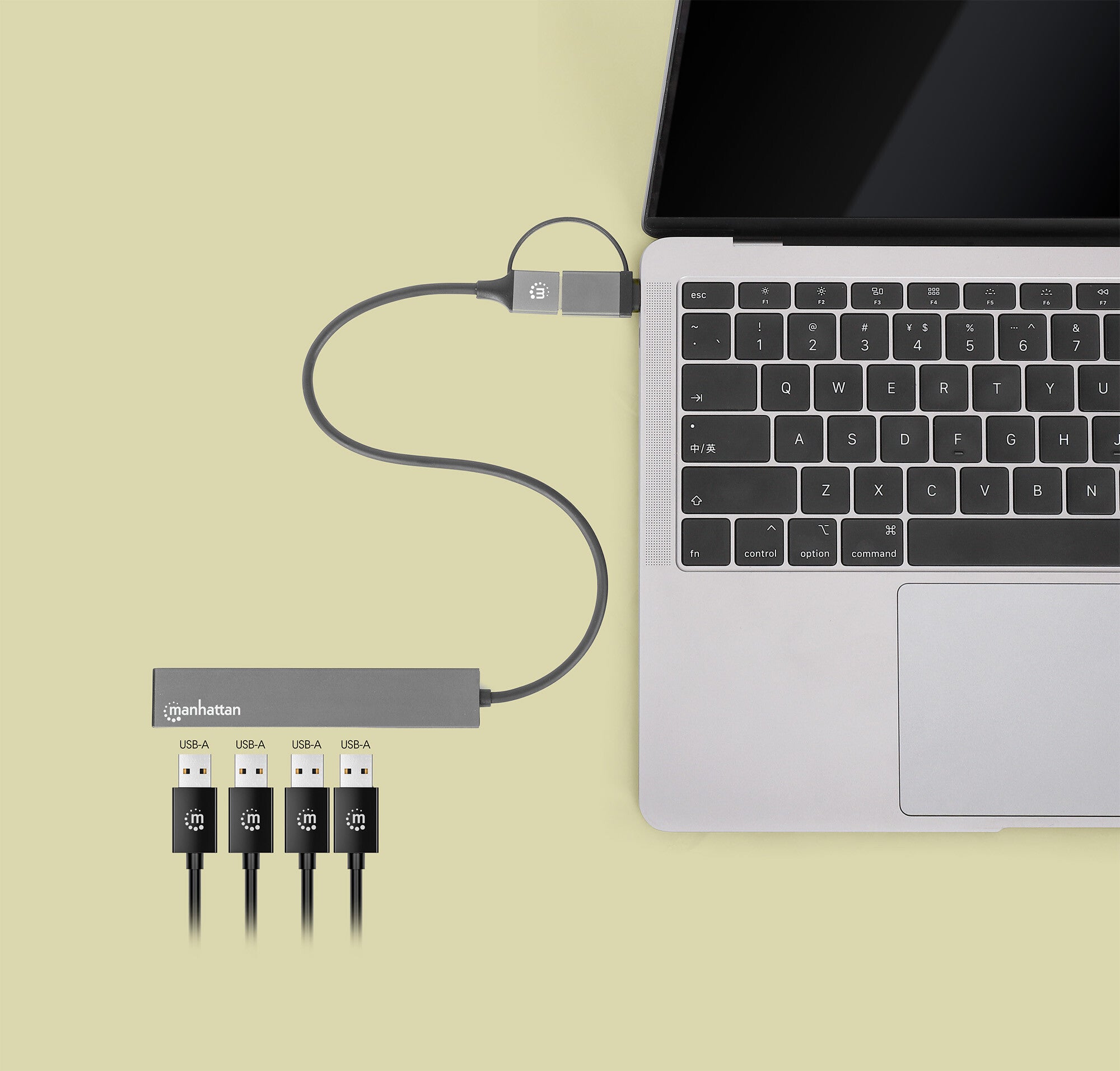 Manhattan 181006 base para laptop o replicador de puertos USB 3.2 Gen 1 (3.1 Gen 1) Type-A Gris