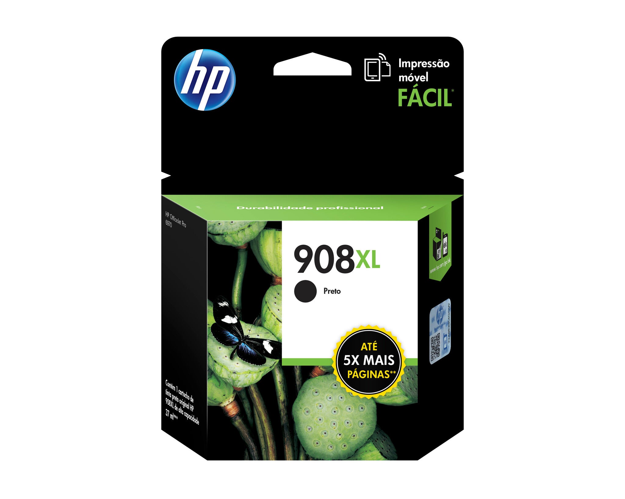 HP Cartucho original de tinta negra de alto rendimiento 904XL