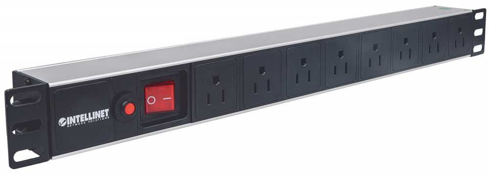 Intellinet Barra multicontacto con 8 salidas para montaje en 1U de rack de 19" - Tipo EU