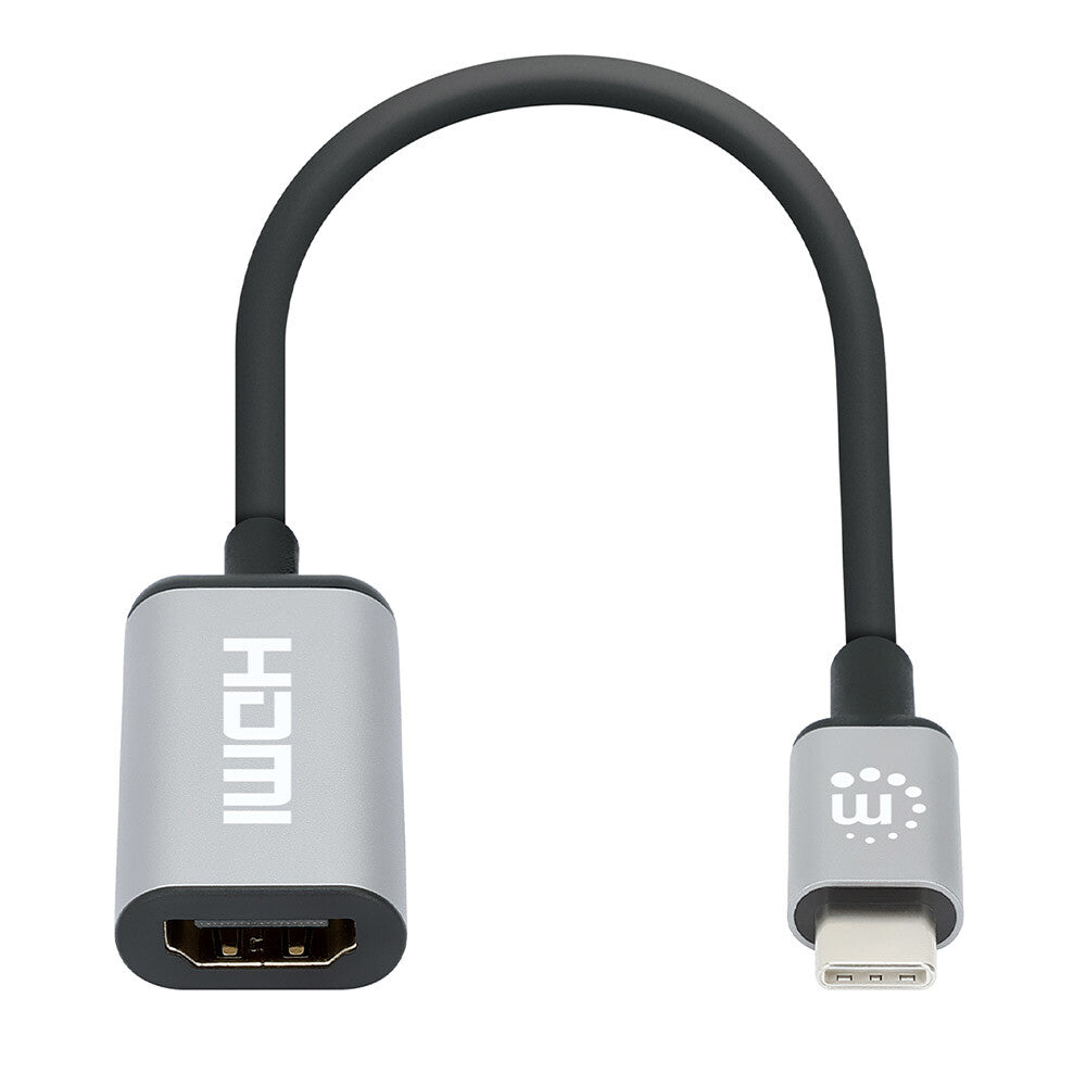 Manhattan 153706 adaptador de cable de vídeo 0.15 m USB Tipo C HDMI Tipo A (Estándar) Negro, Plata