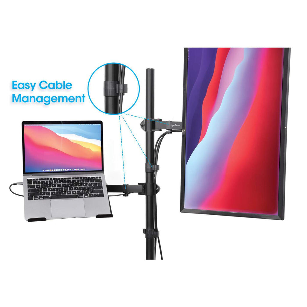 Manhattan Soporte para escritorio combinado con brazo para monitor y soporte para laptop